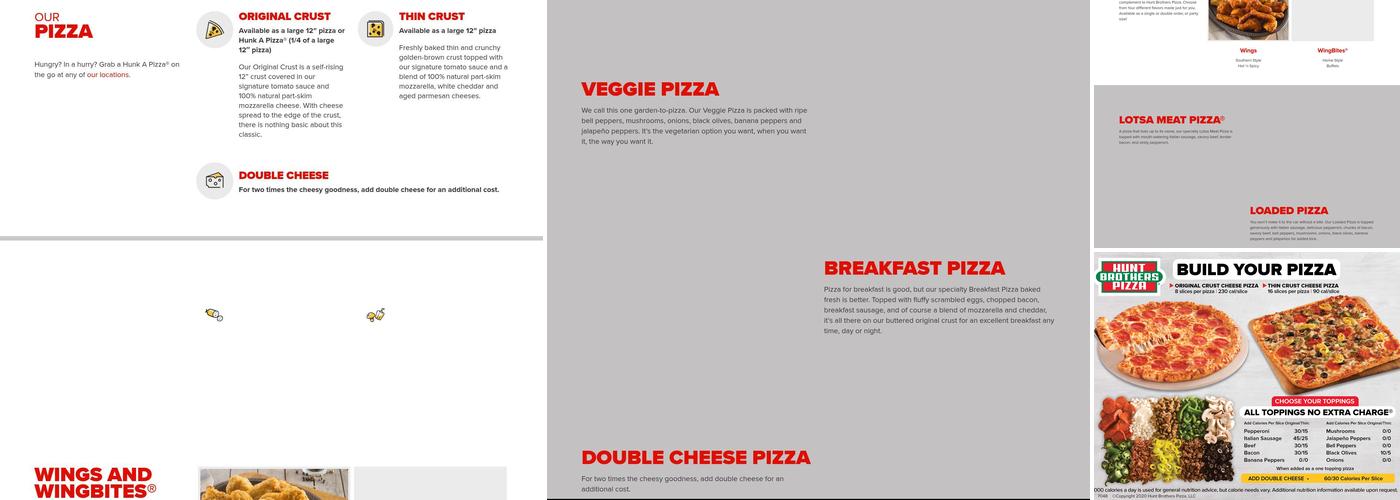 Hunt Brothers Pizza Menu