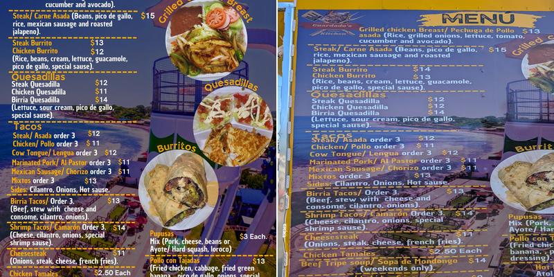 Guardado’s Kitchen Menu