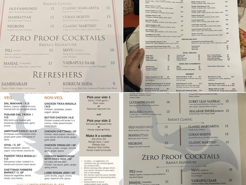 Rassa | Featured Indian Restaurant & Bar Menu