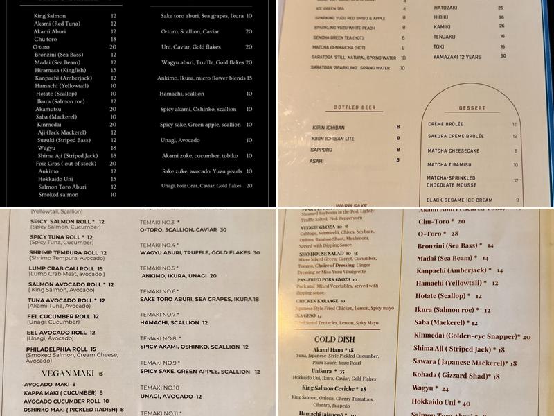 SHō Sushi & Izakaya Menu