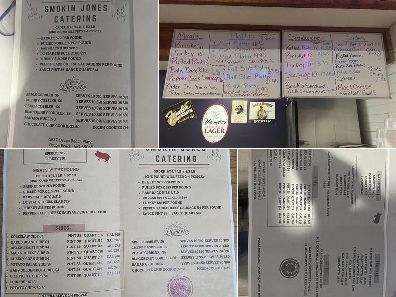 Smokin Jones BBQ Osage Beach Menu