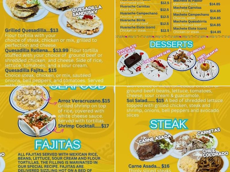 Sol Taquerias in Sandusky, OH Menu