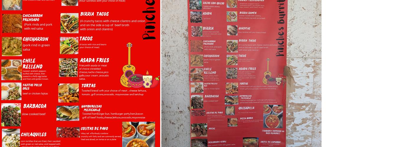 Pinches Burritos Menu