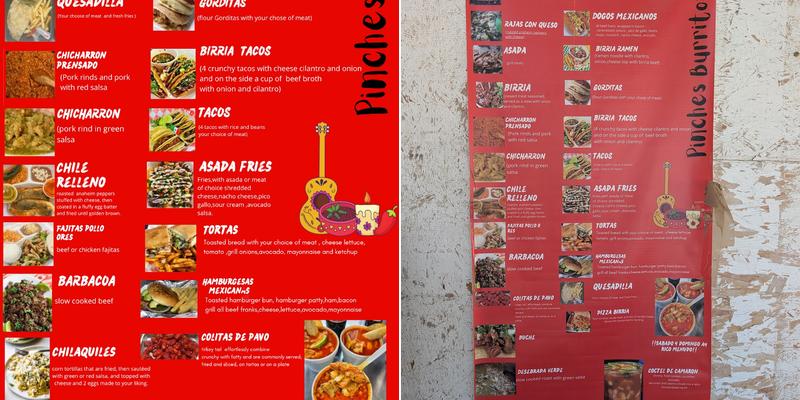 Pinches Burritos Menu