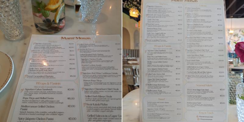 Mamimosas Menu