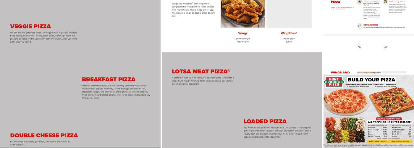 Hunt Brothers Pizza Menu