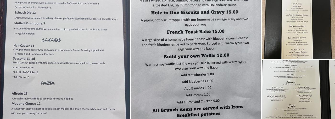 Irons Restaurant and Pub Menu