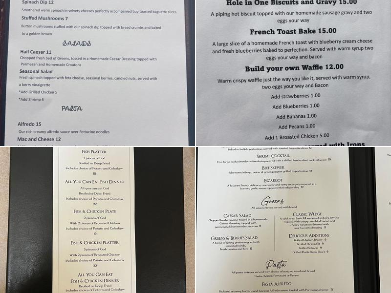 Irons Restaurant and Pub Menu