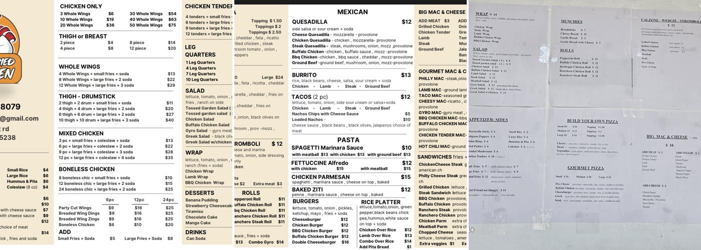 King Fried Chicken Menu