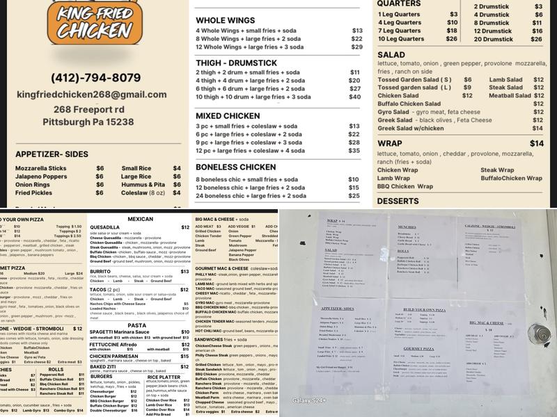 King Fried Chicken Menu