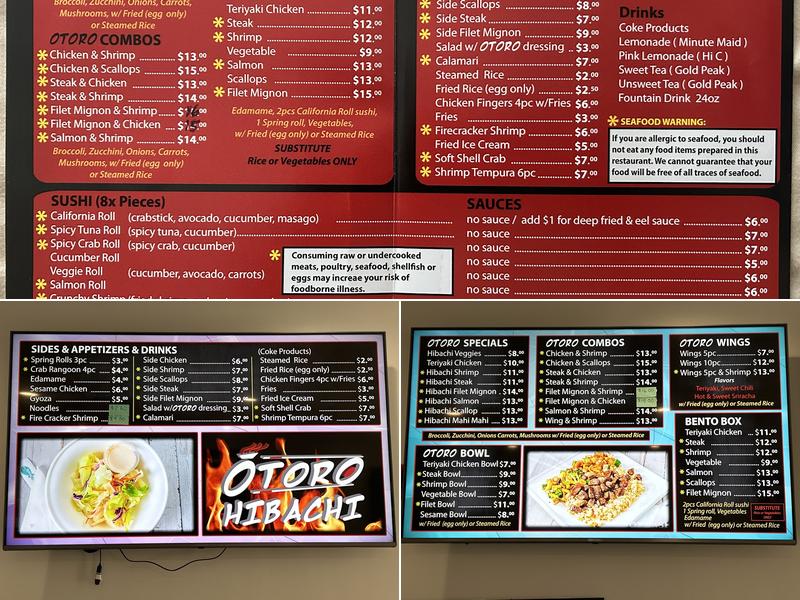 Otoro Hibachi Menu