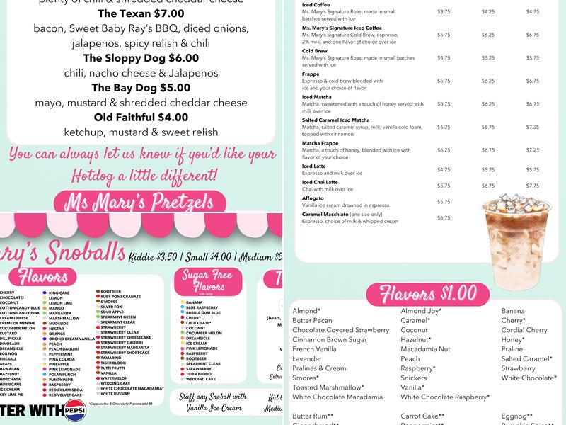 Ms Mary’s Waveland Menu