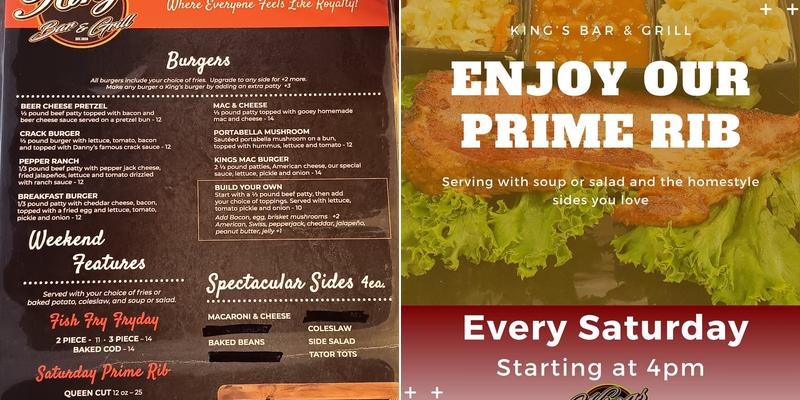 Kings Bar & Grill Menu