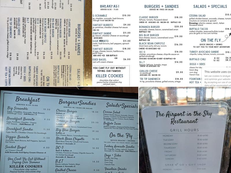Airport in the Sky Restaurant Menu