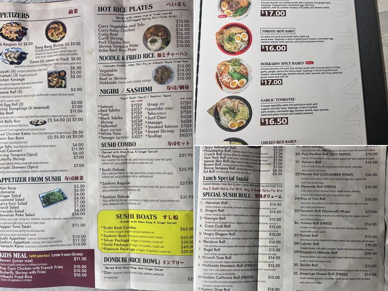 Hokkaido Ramen House Menu