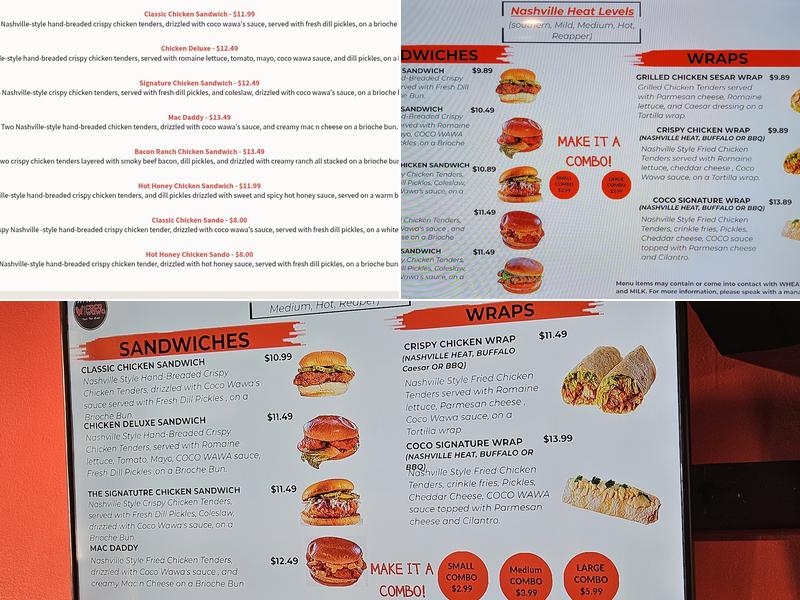 Coco Wawa Hot Chicken Menu