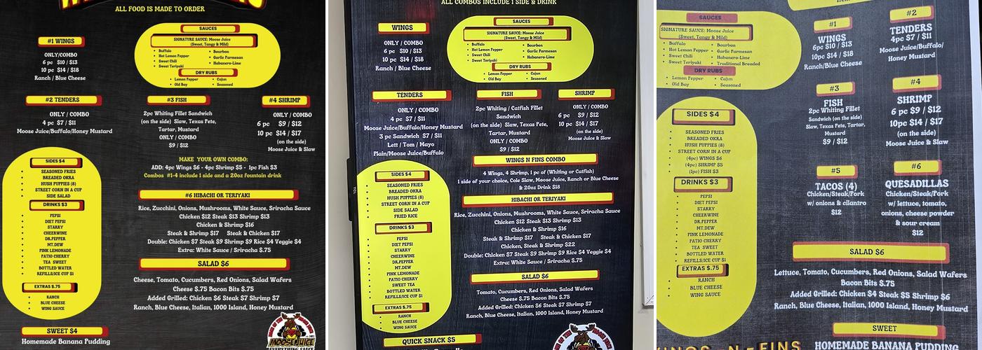 WS Wings-N-Fins Menu