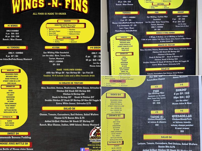 WS Wings-N-Fins Menu