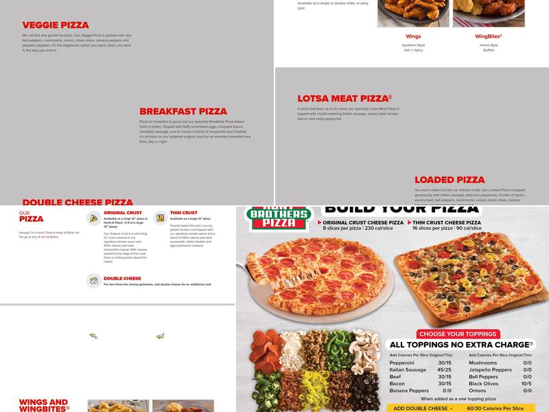 Hunt Brothers Pizza Menu