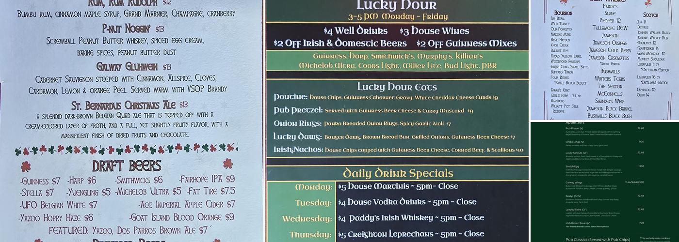 The Galway Irish Public House Menu
