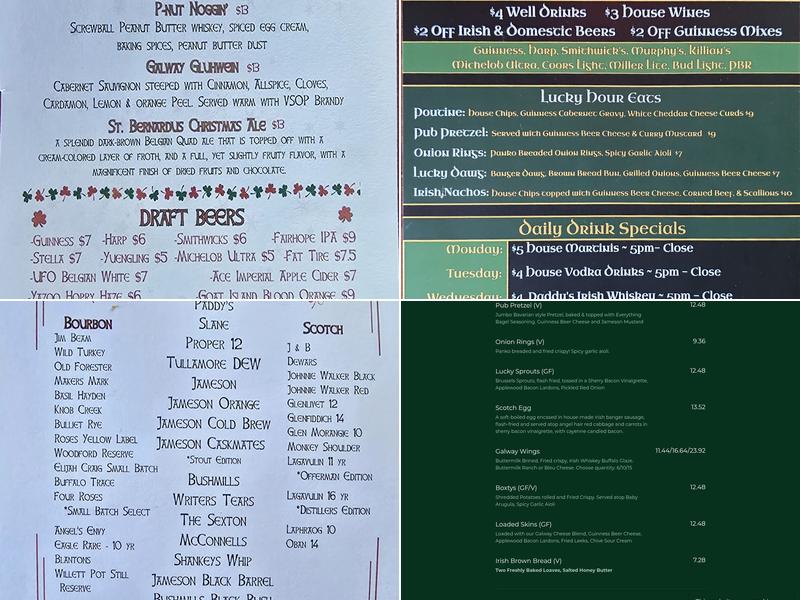 The Galway Irish Public House Menu