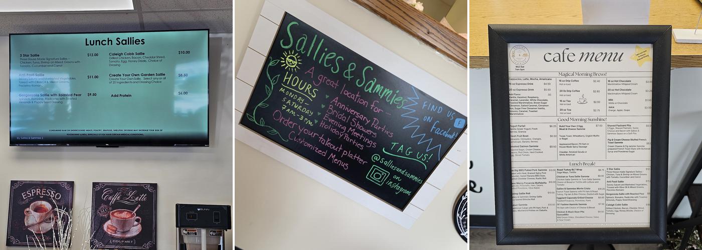 Sallies & Sammies Menu