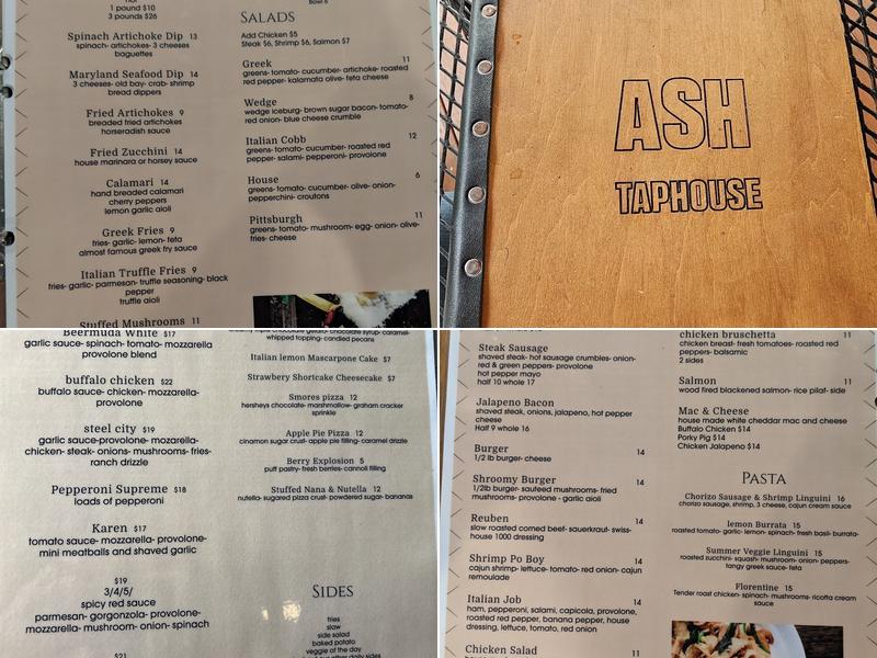 Ash Taphouse Menu