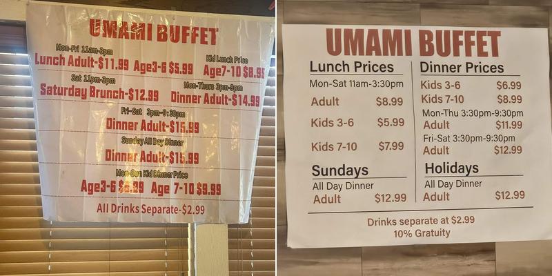 Umami Buffet Menu