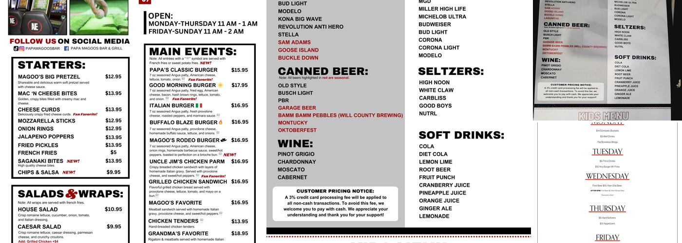 Papa Magoo's Bar & Grill Menu