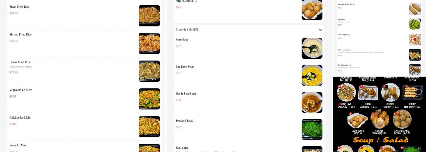 Matsu Hibachi & Sushi Menu