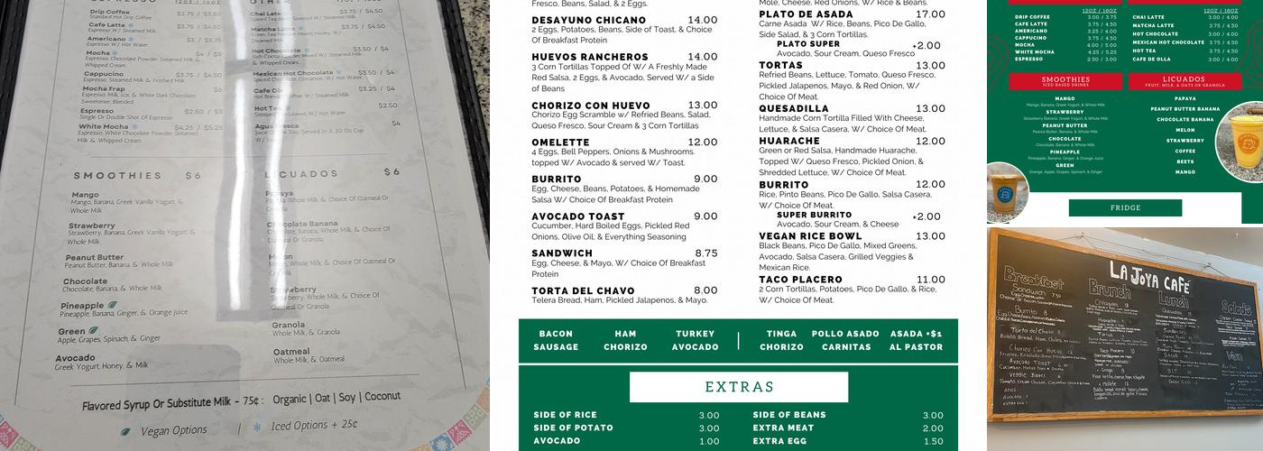 La Joya Cafe Menu