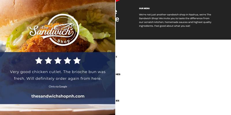 The Sandwich Shop Menu