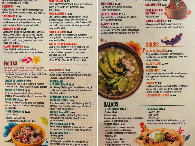 Costa Bonita Mexican Cuisine Menu