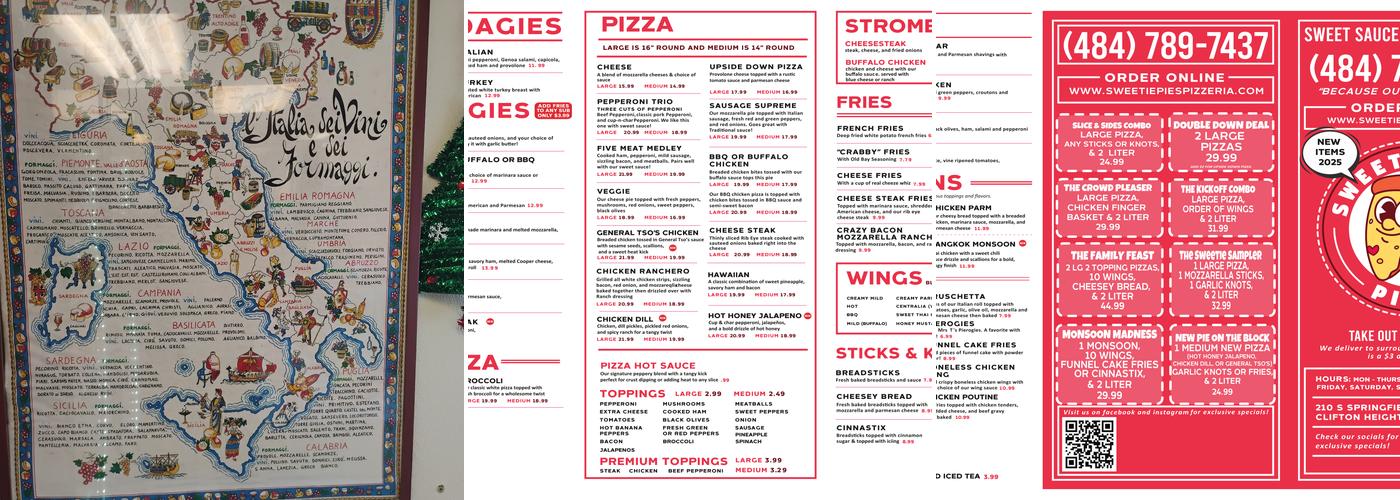 Sweetie Pies Pizza Menu