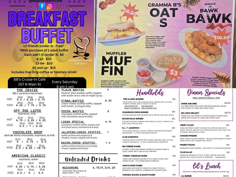 BB’s Cruise-In Cafè Menu