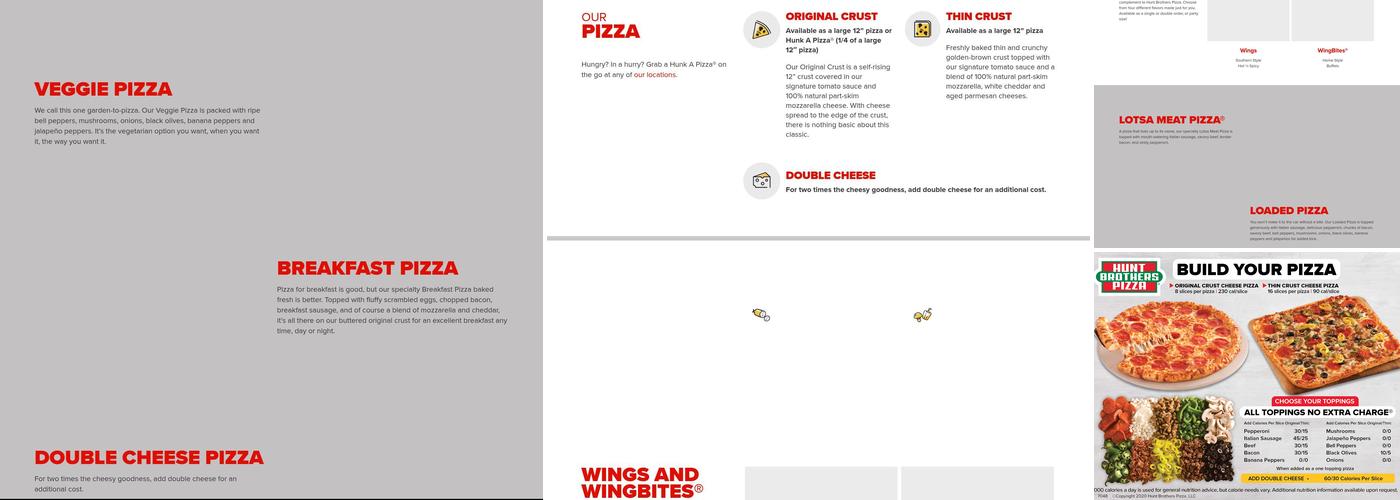 Hunt Brothers Pizza Menu