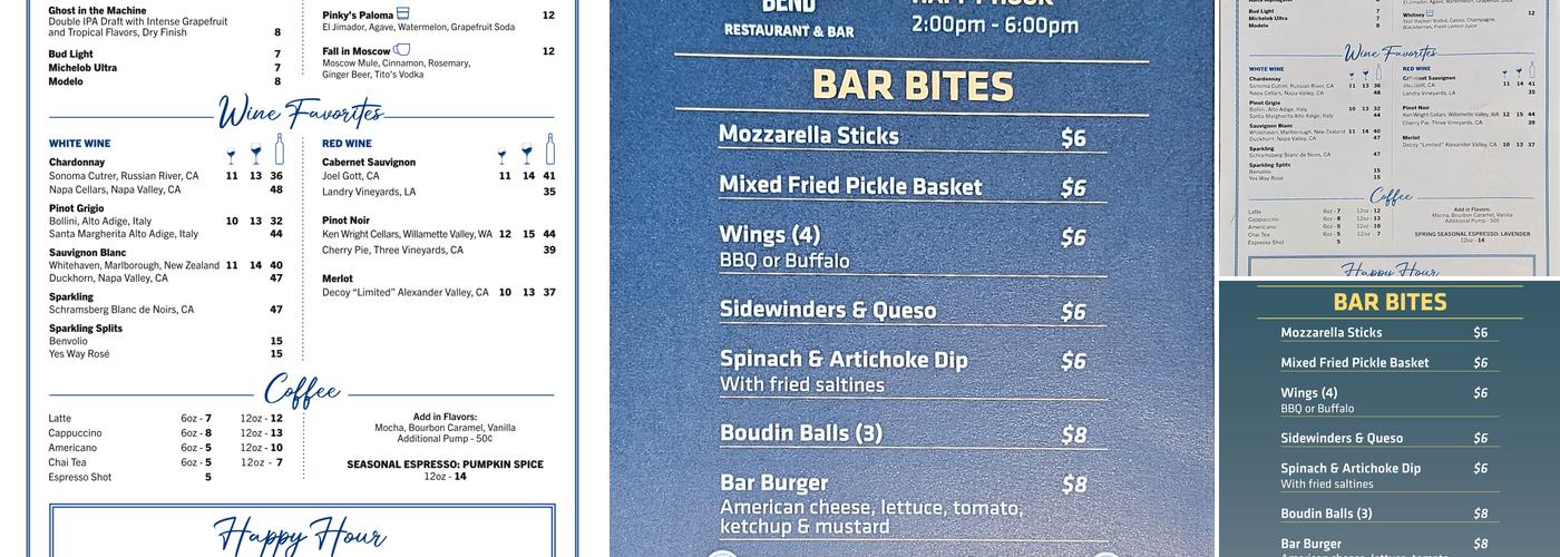 Lighthouse Bend Menu