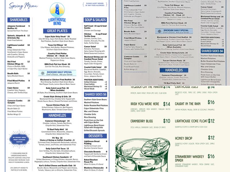 Lighthouse Bend Menu