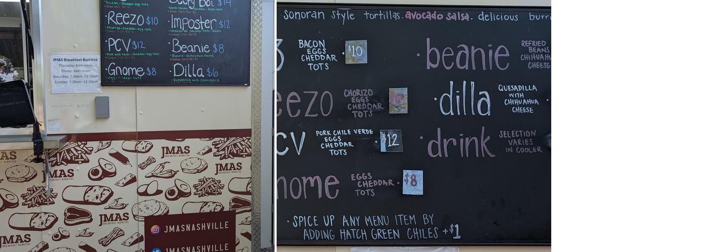 JMAS Breakfast Burritos Menu