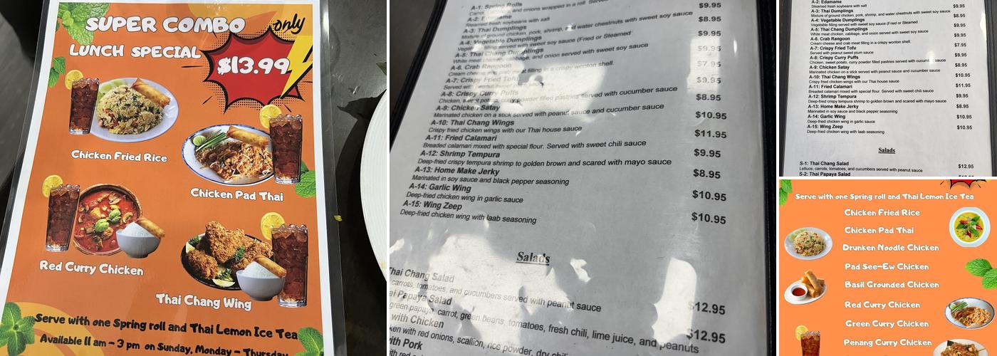 Thai Chang Cuisine Mount Pocono Menu