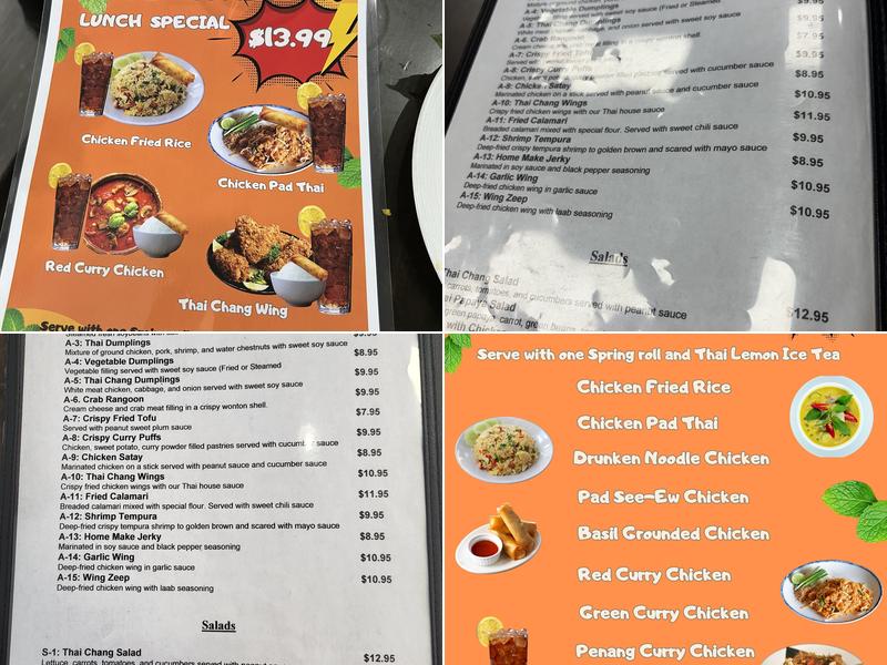 Thai Chang Cuisine Mount Pocono Menu