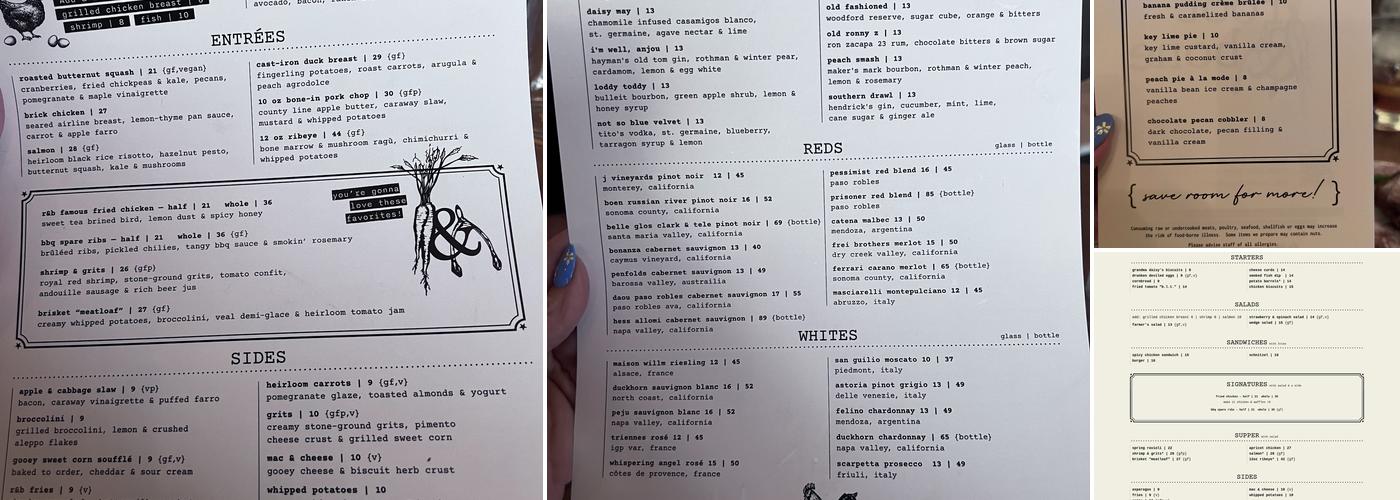 Root & Bone - Chesterton Menu