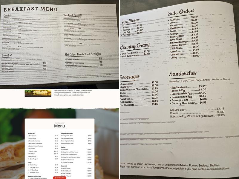 Hometown Restaurant and Bar Menu