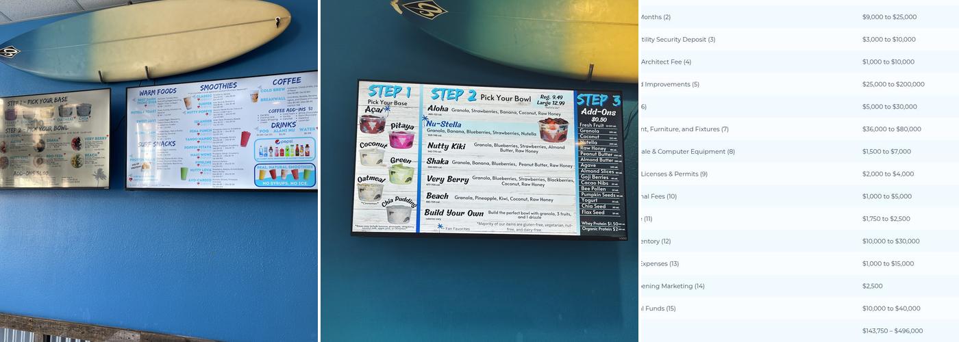 Surf Bar Menu