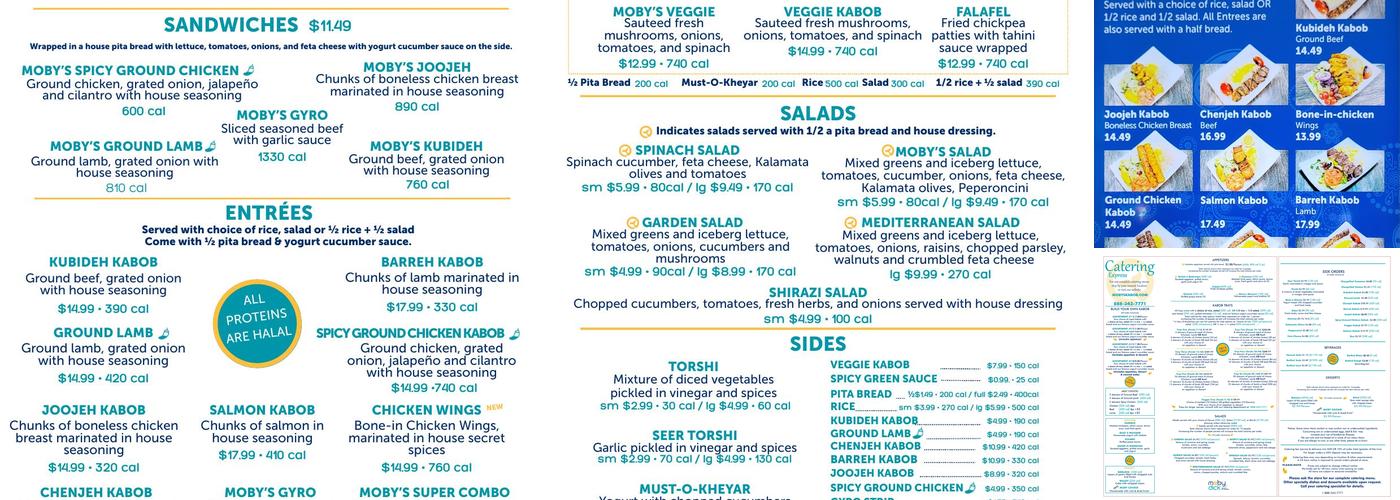 Moby Dick house of Kabob Menu