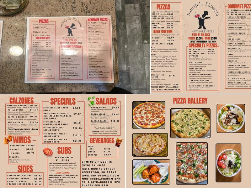 SamiJo's Pizzeria Menu