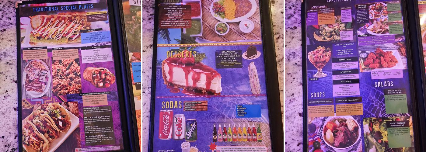 El Oasis Restaurant Menu