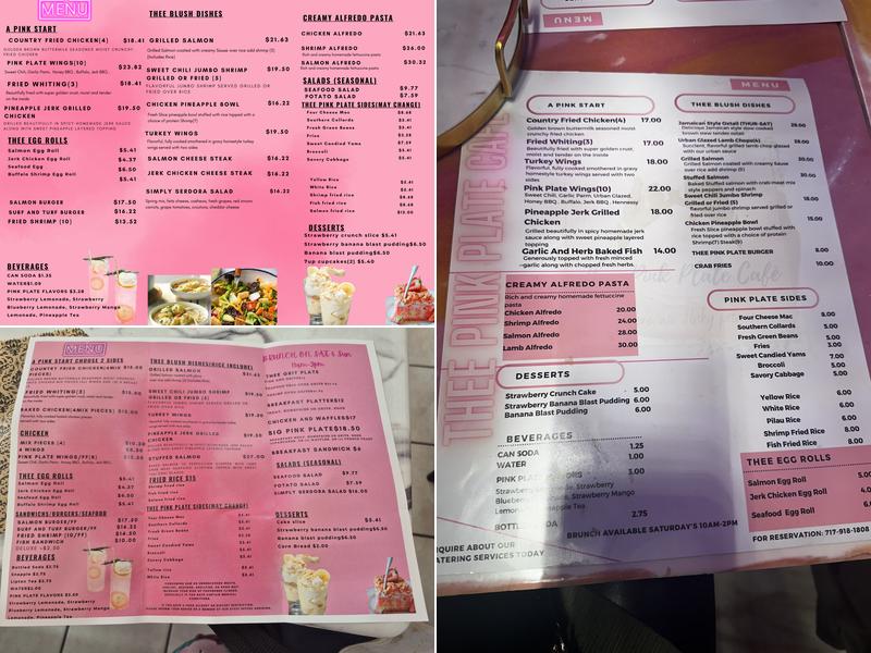Thee pink plate cafe Menu