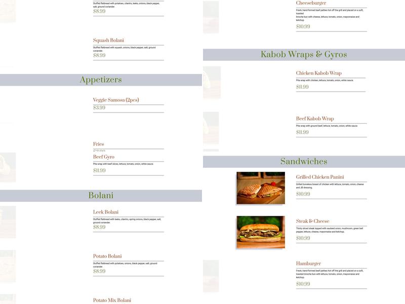 Jummah Bakery Menu