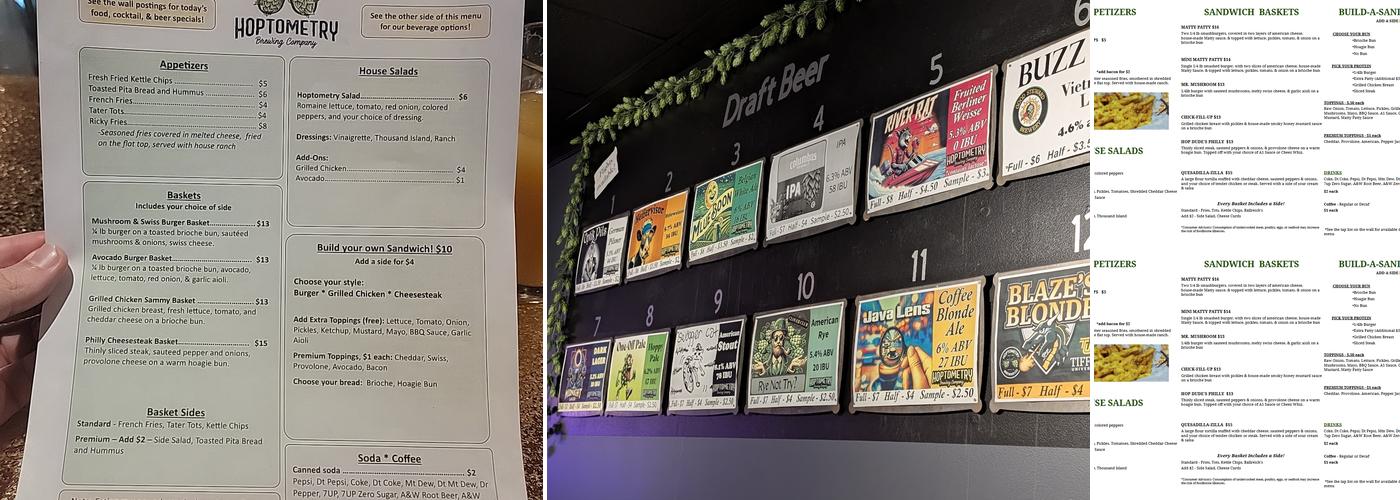 Hoptometry Brewing Company Menu